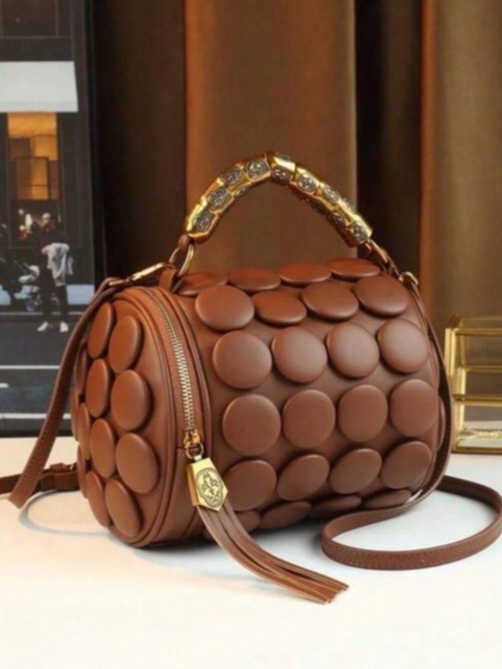 Polka Dot Pattern Boston Bag